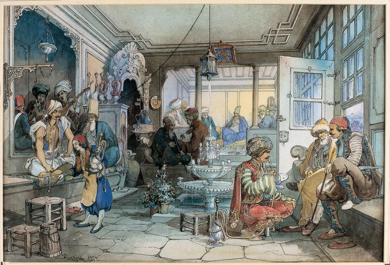 A cafe in Istanbul
Watercolour, Ottoman Empire; painted between 1850 and 1882